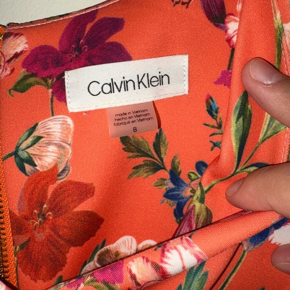 Calvin Klein Floral Orange Sleeveless Dress - Picture 3 of 5